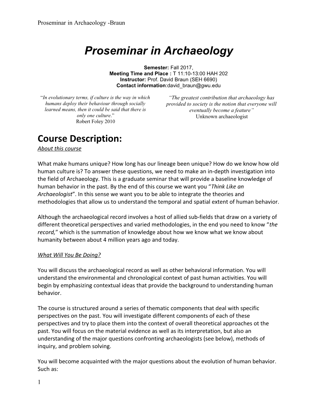 Proseminar in Archaeology