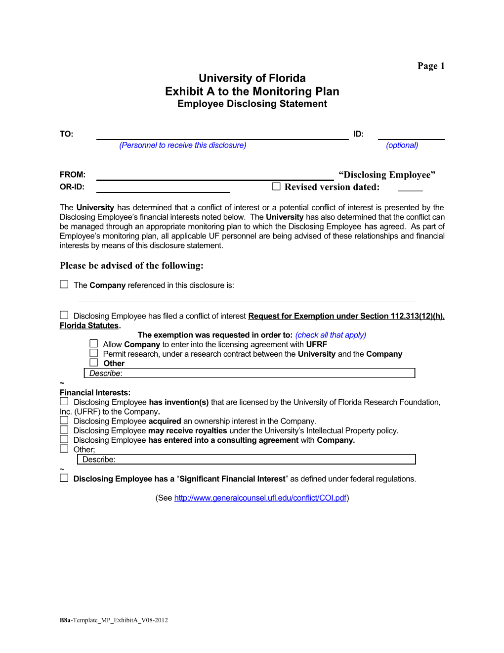 Monitoring Plan Exhibit Apage 1