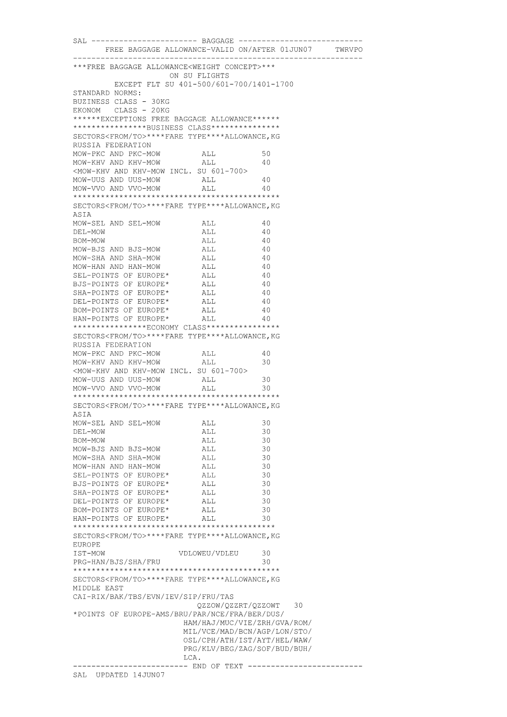 Free Baggage Allowance-Validon/After 01Jun07 Twrvpo