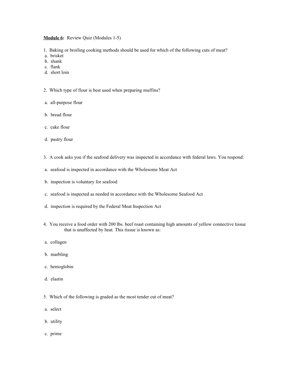 Module 6: Review Quiz (Modules 1-5)