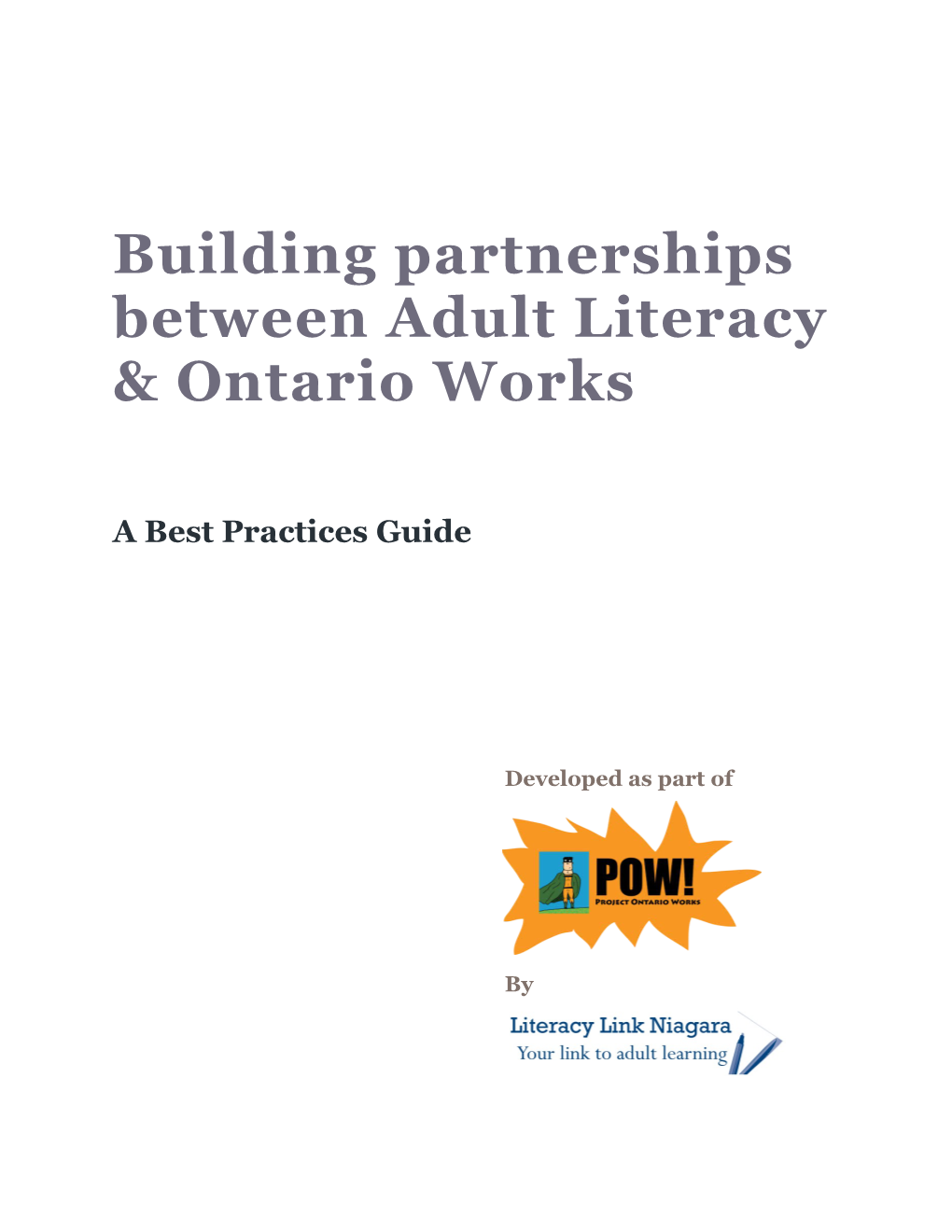 Building Partnerships Between Adult Literacy & Ontario Works