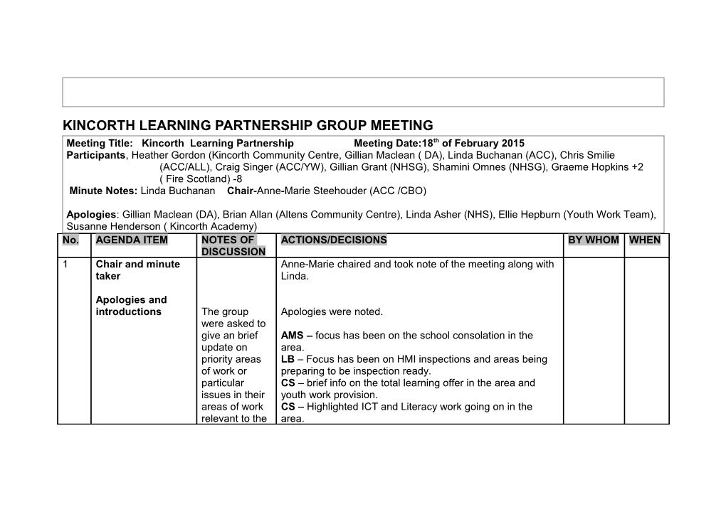 Kincorth Learning Partnership Group Meeting