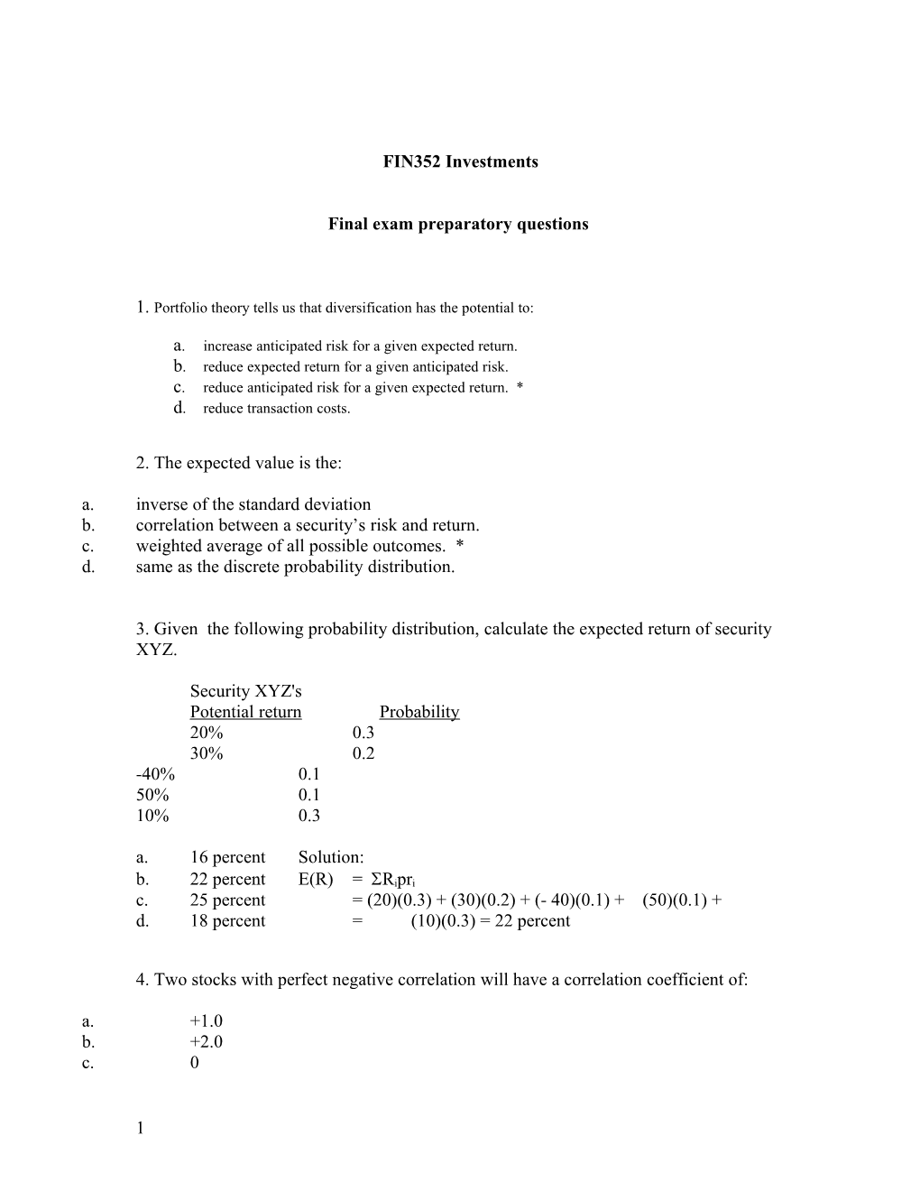 Final Exam Preparatory Questions