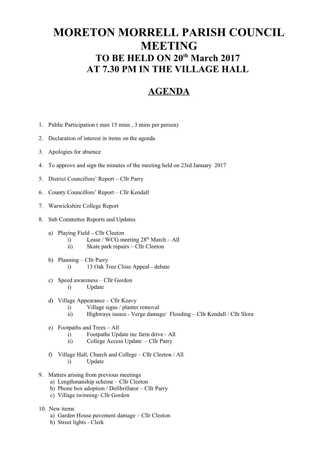 Moreton Morrell Parish Council