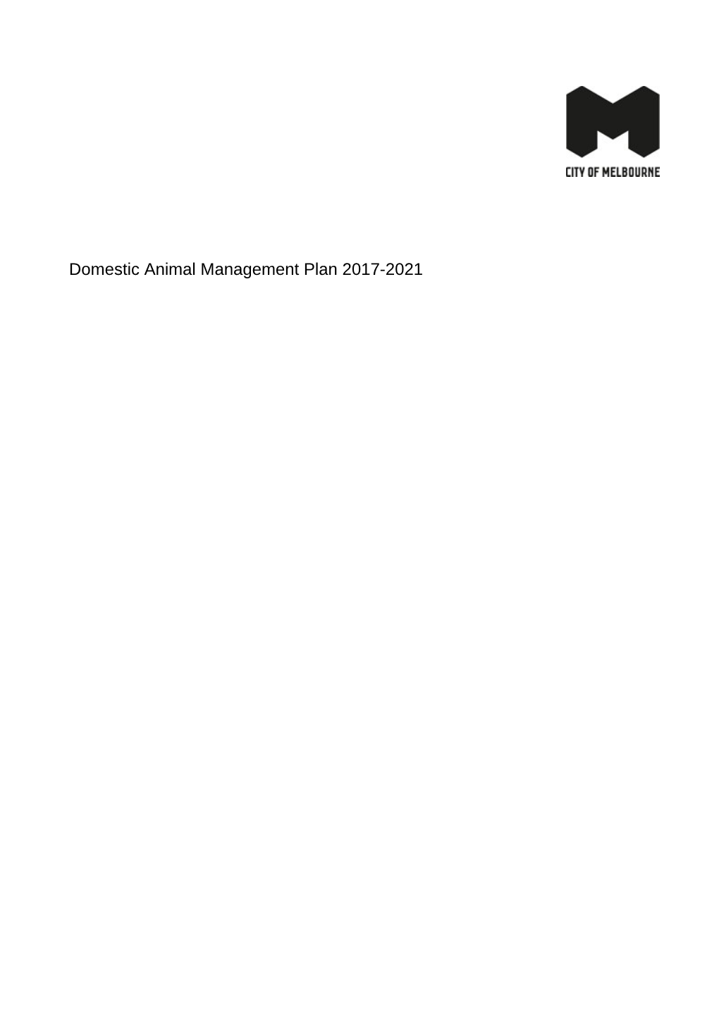 Domestic Animal Management Plan 2017-2021