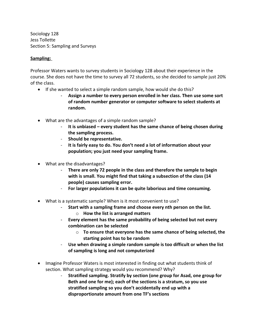 Section 5: Sampling and Surveys