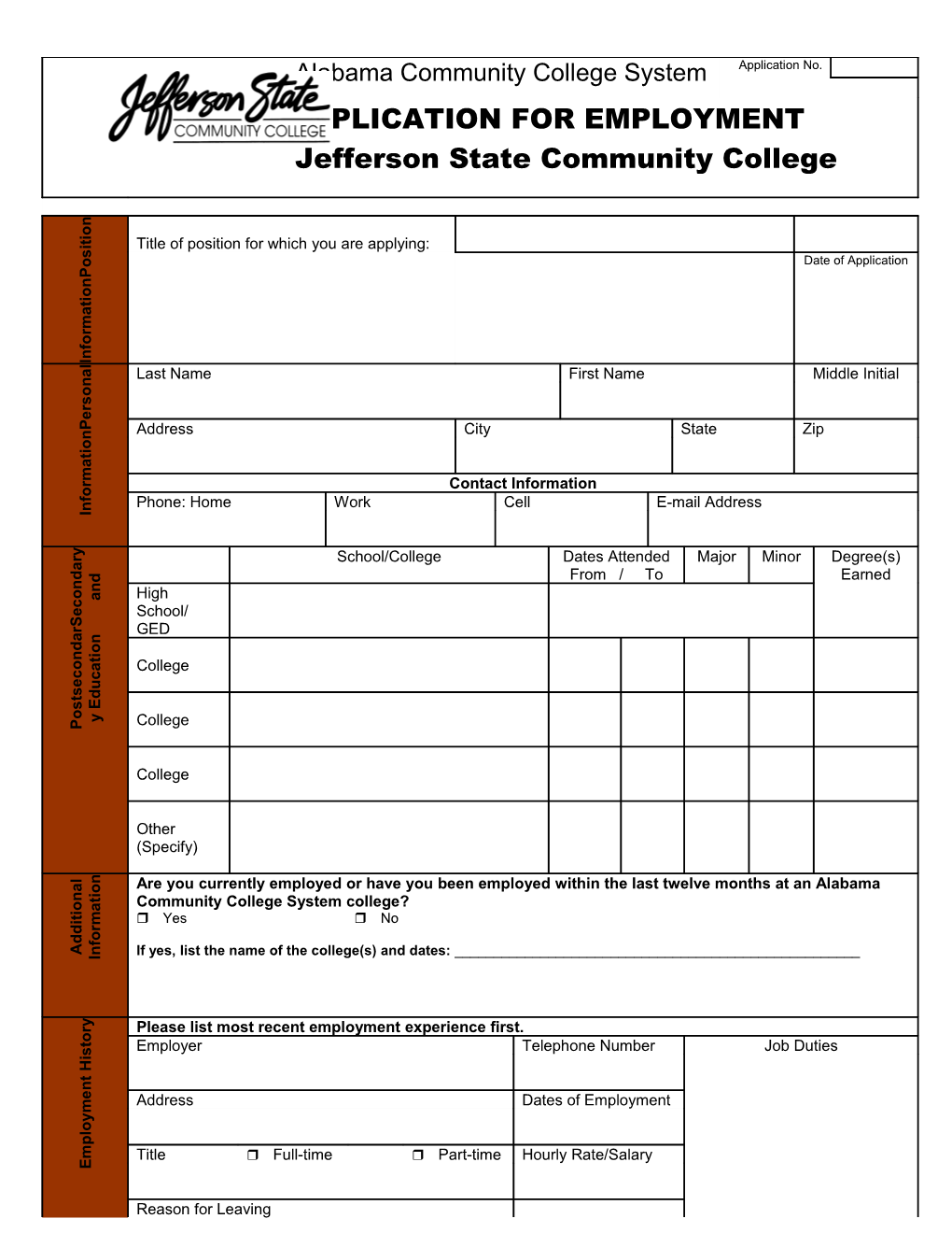 Are You a Member of the Alabama Community College System Applicant Pool? Yes No