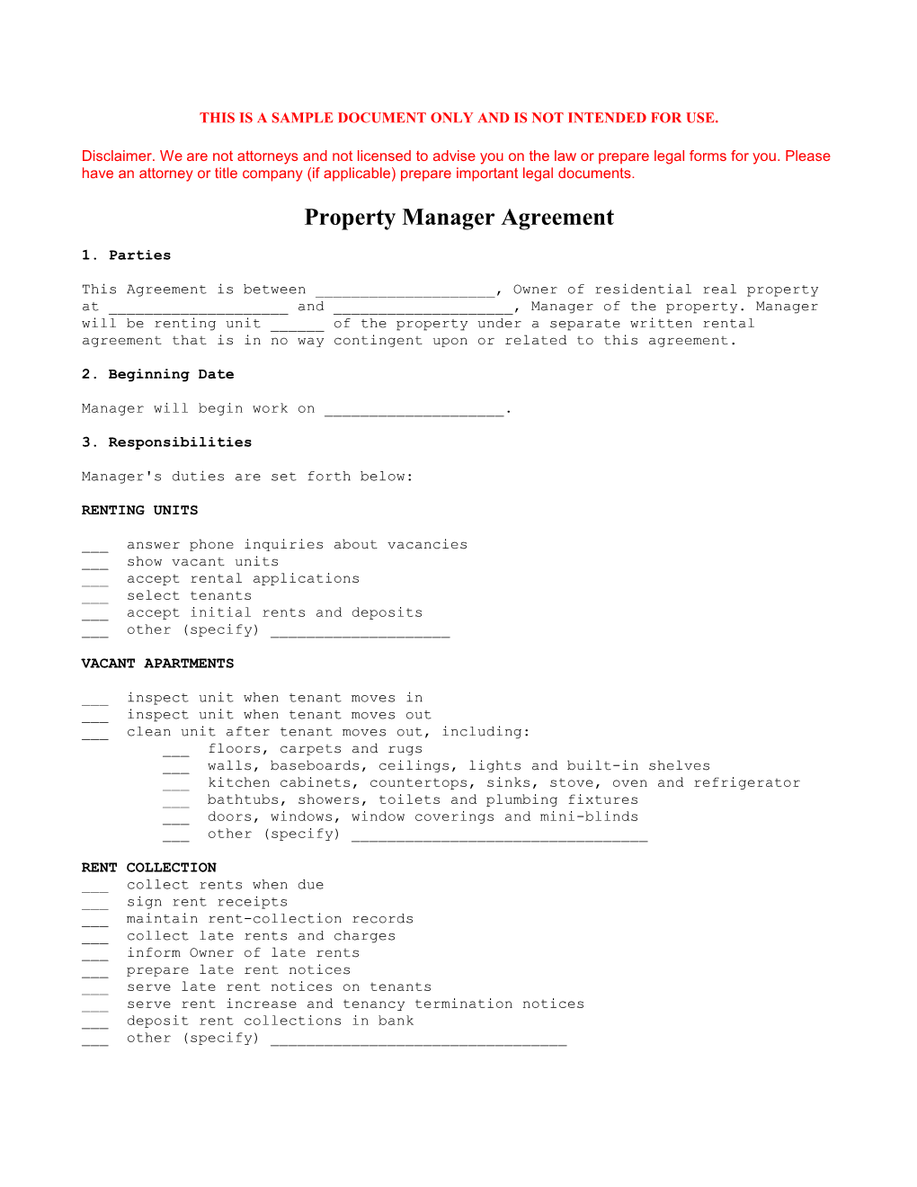 Property Manager Agreement