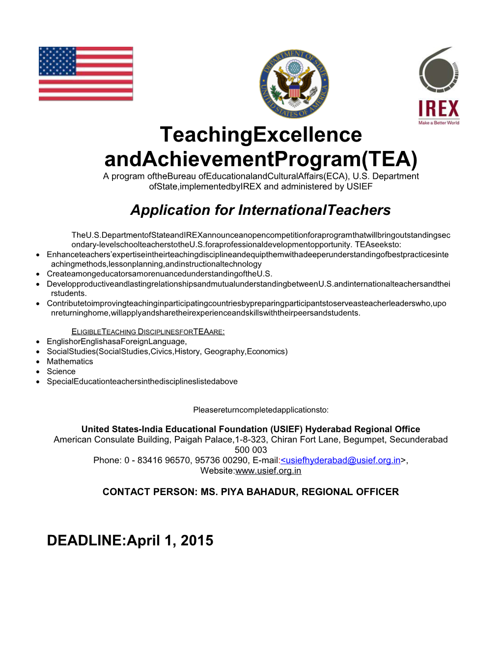 Teachingexcellence Andachievementprogram(TEA)