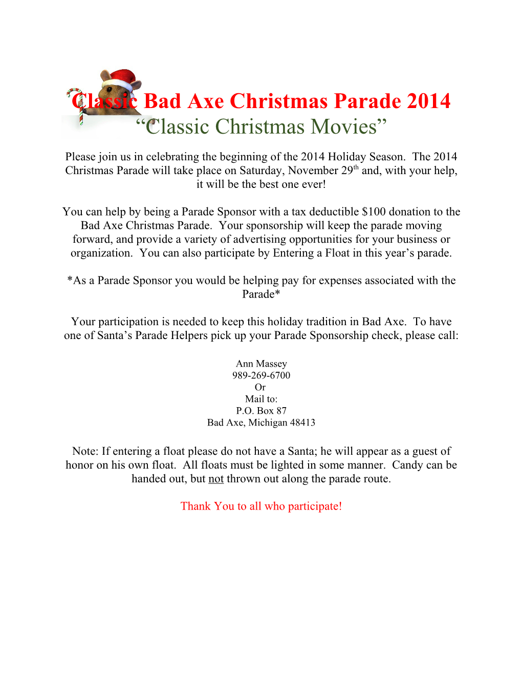 Classic Bad Axe Christmas Parade 2014