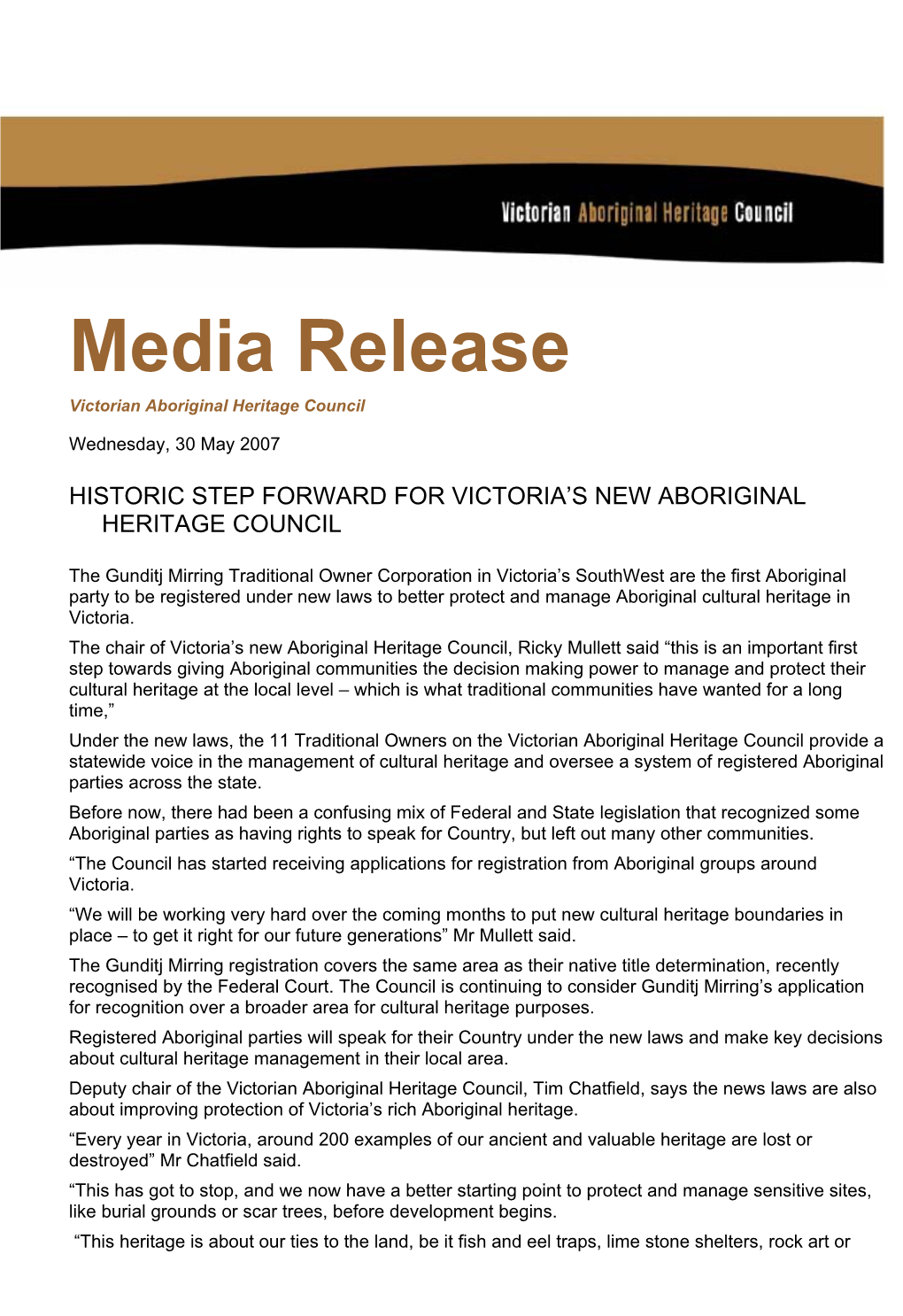 Microsoft Word - Historic Step Forward for Victoria's New Aboriginal Herita05