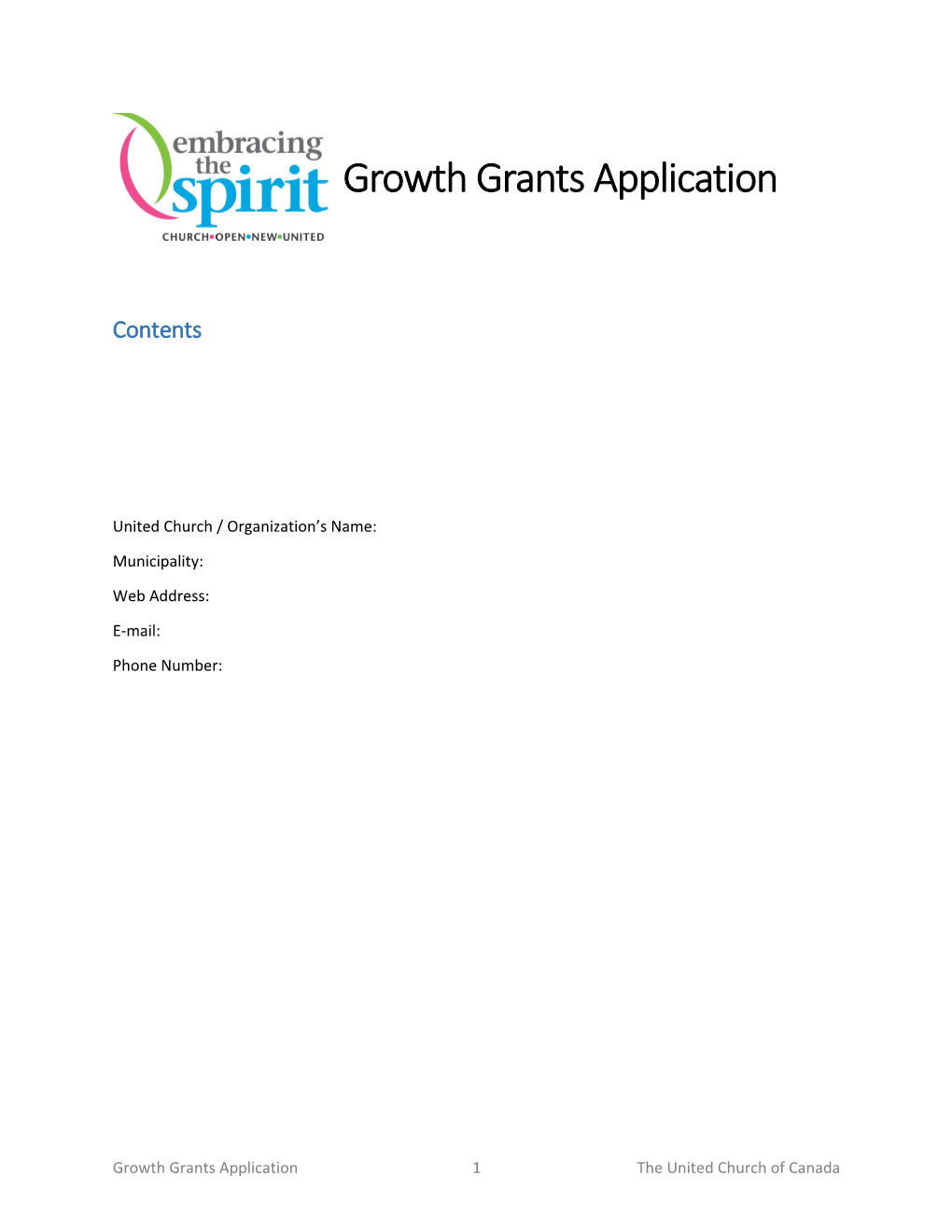 Embracing the Spirit: Growth Grants Application Form