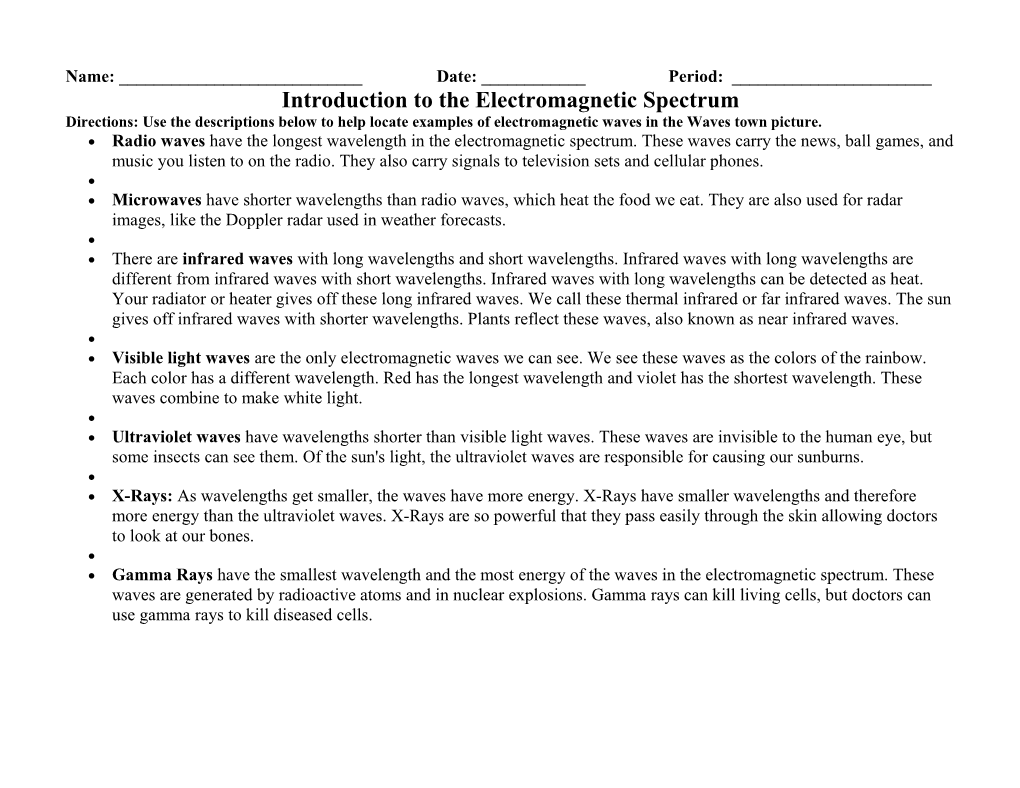 Introduction to the Electromagnetic Spectrum