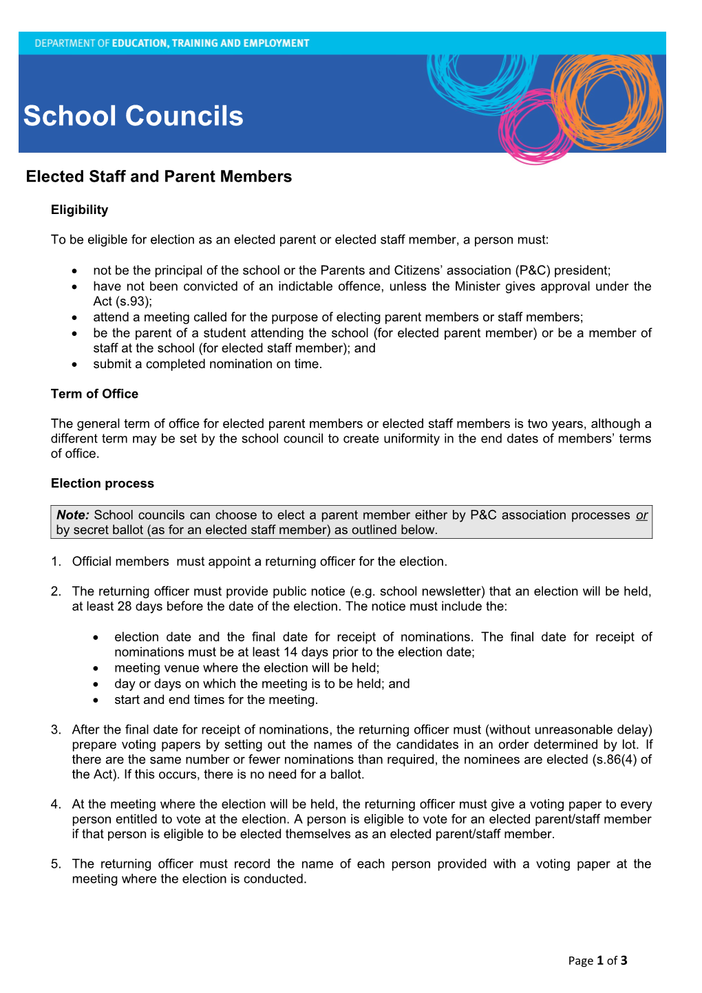 IPS - Elected Parent / Staff Members - Fact Sheet