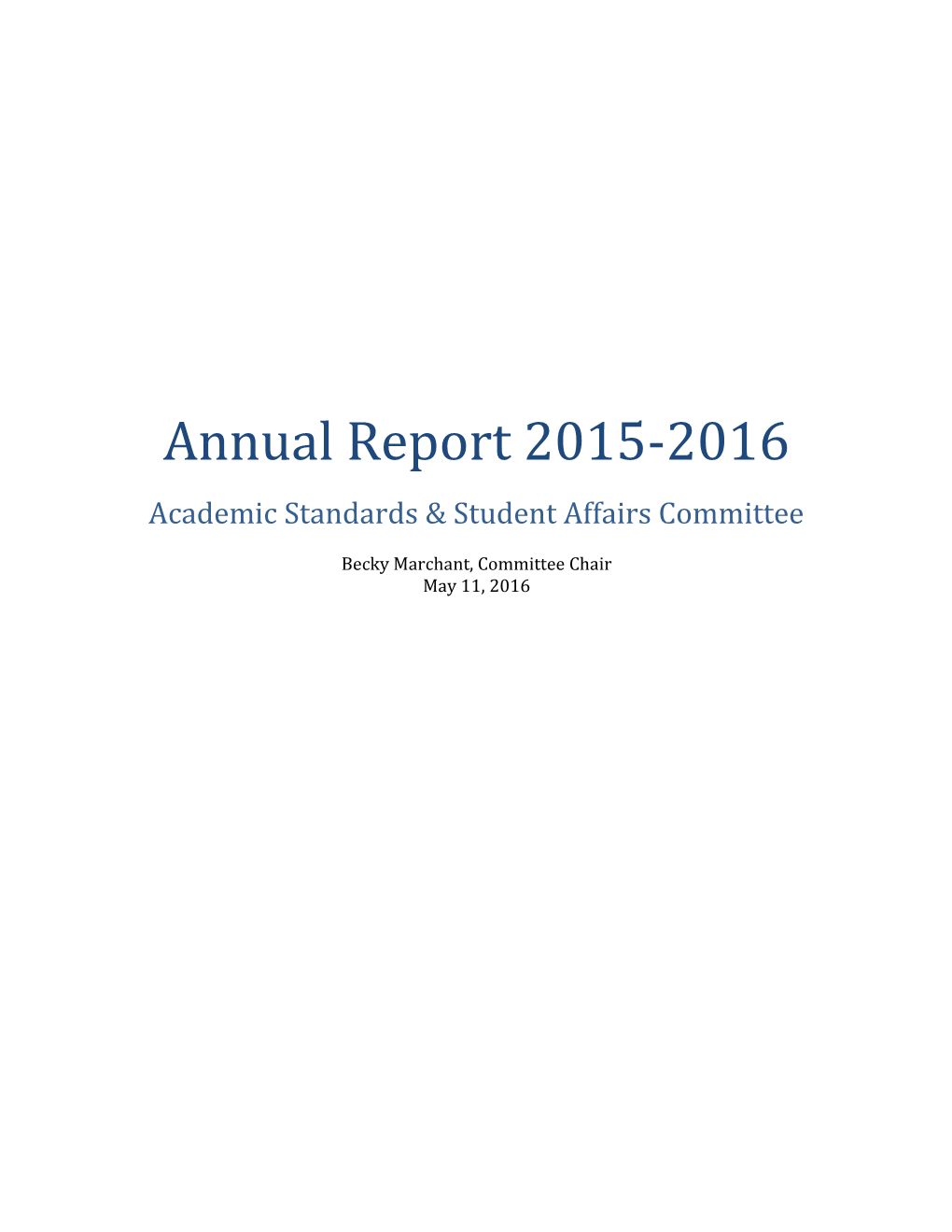 ASSA Committee Annual Report 2015-2016