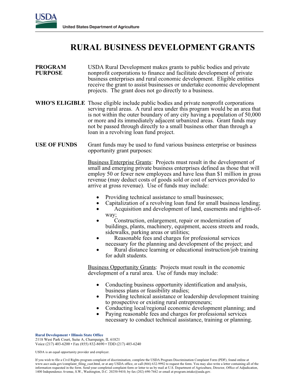 Rural Business Developmentgrants