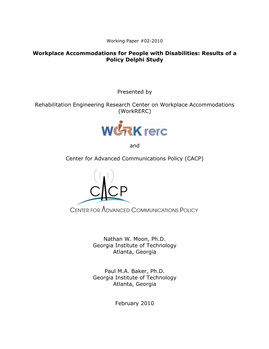 Workplace Accommodations for People with Disabilities: Results of a Policy Delphi Study