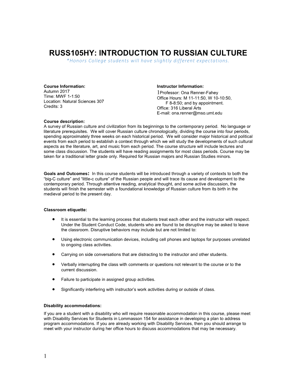 Russ105hy: Introduction to Russian Culture