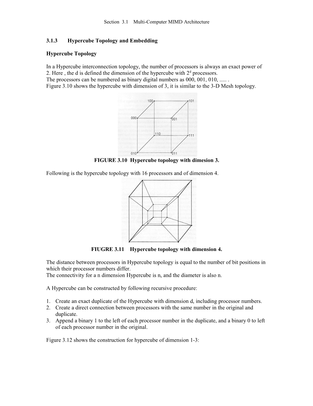 3.1.3 Hypercube Topology and Embedding