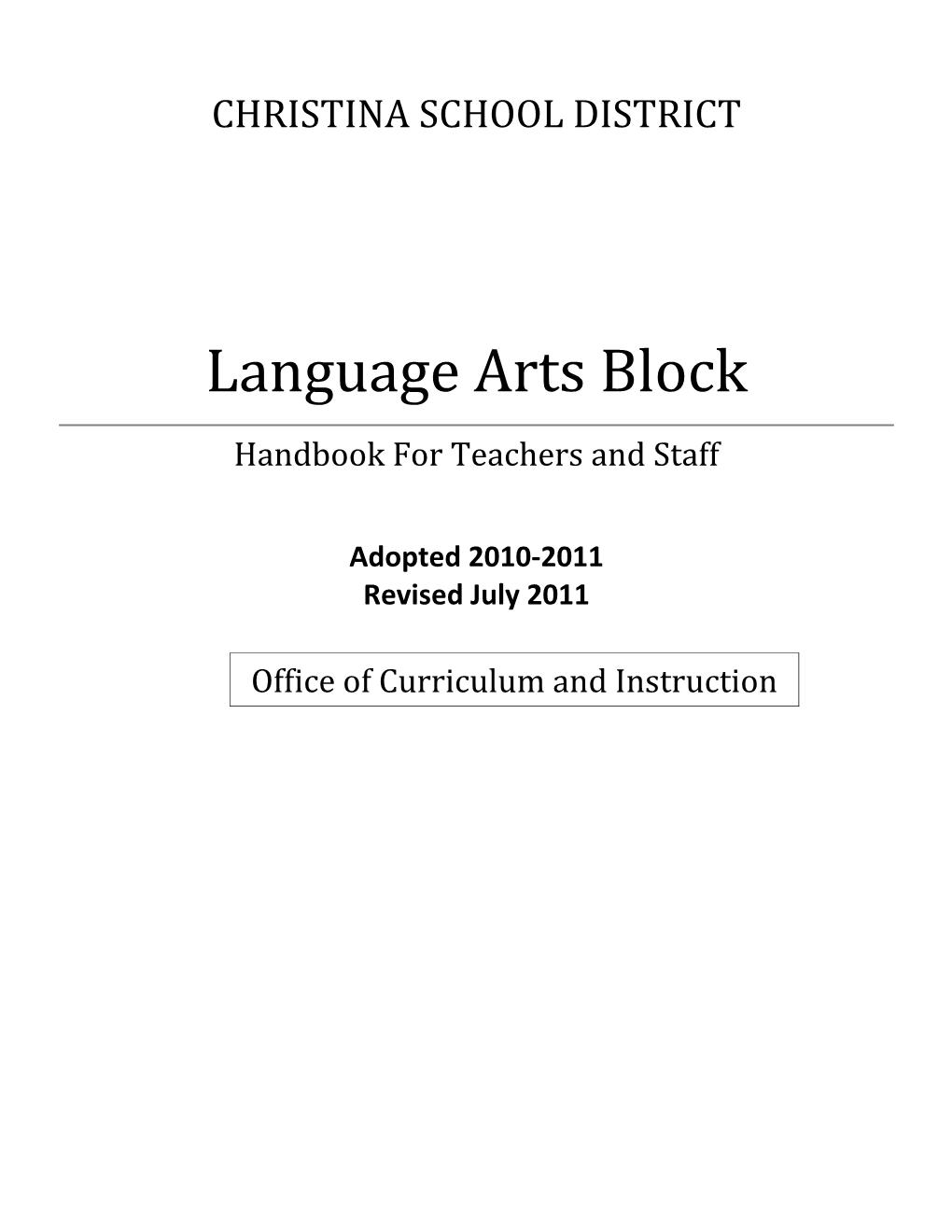 Language Arts Block
