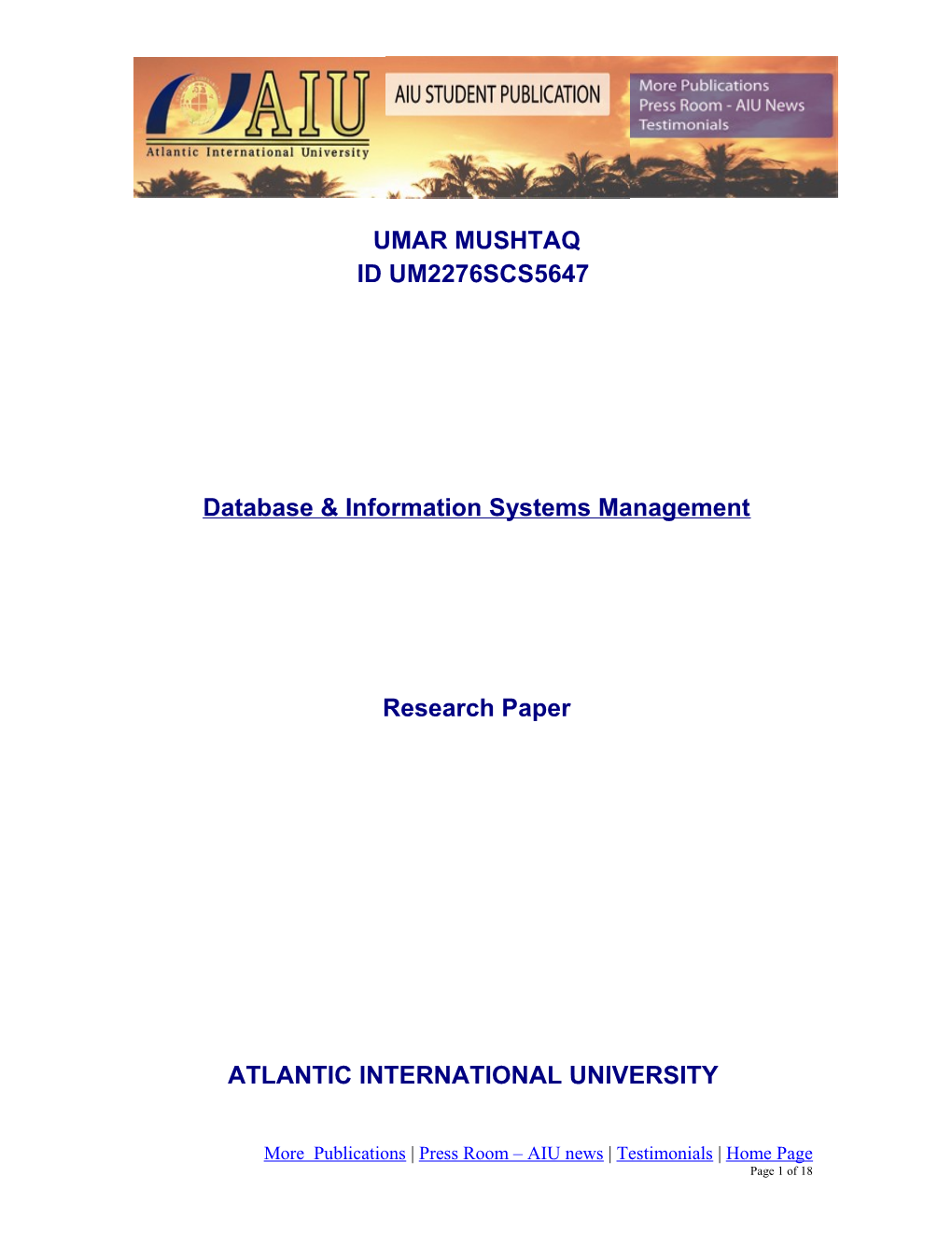 Database & Information Systems Management