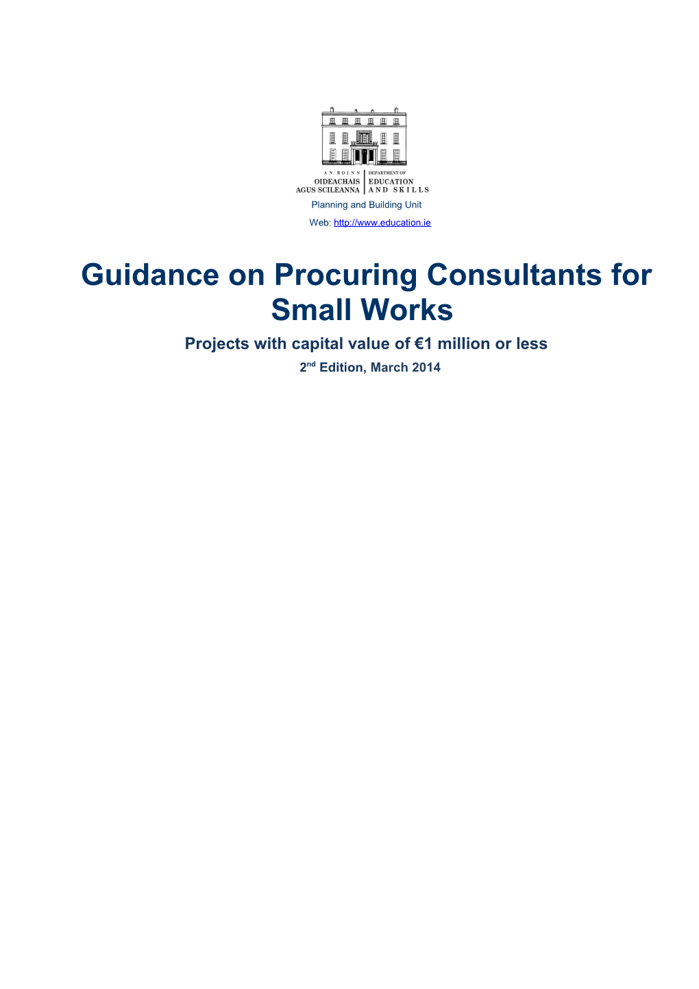 Guidance on Procuring Consultants for Small Works