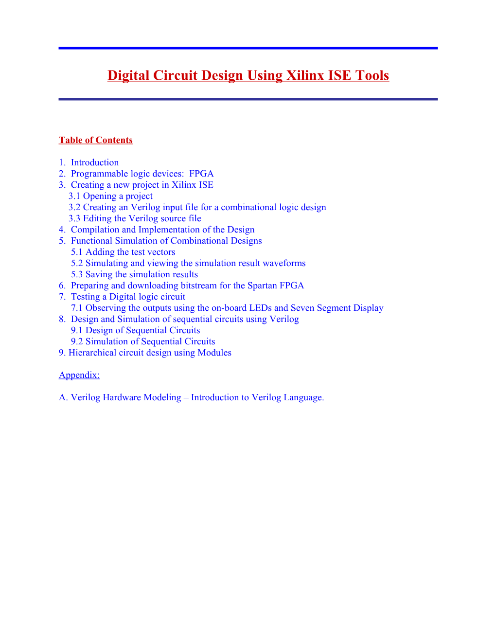 Digital Circuit Design Using Xilinx ISE Tools