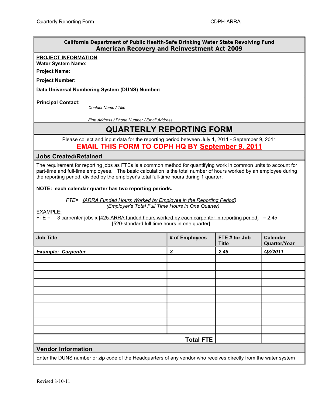 (FINAL) REPORTING-Quarterly Reporting Form REVISED 8-10-11