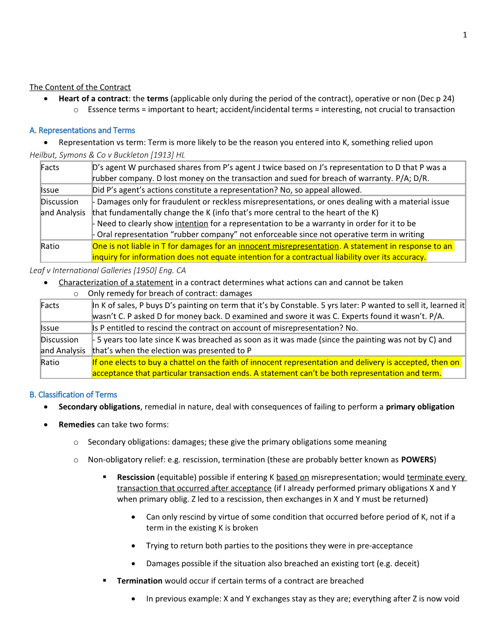 A. Representations and Terms