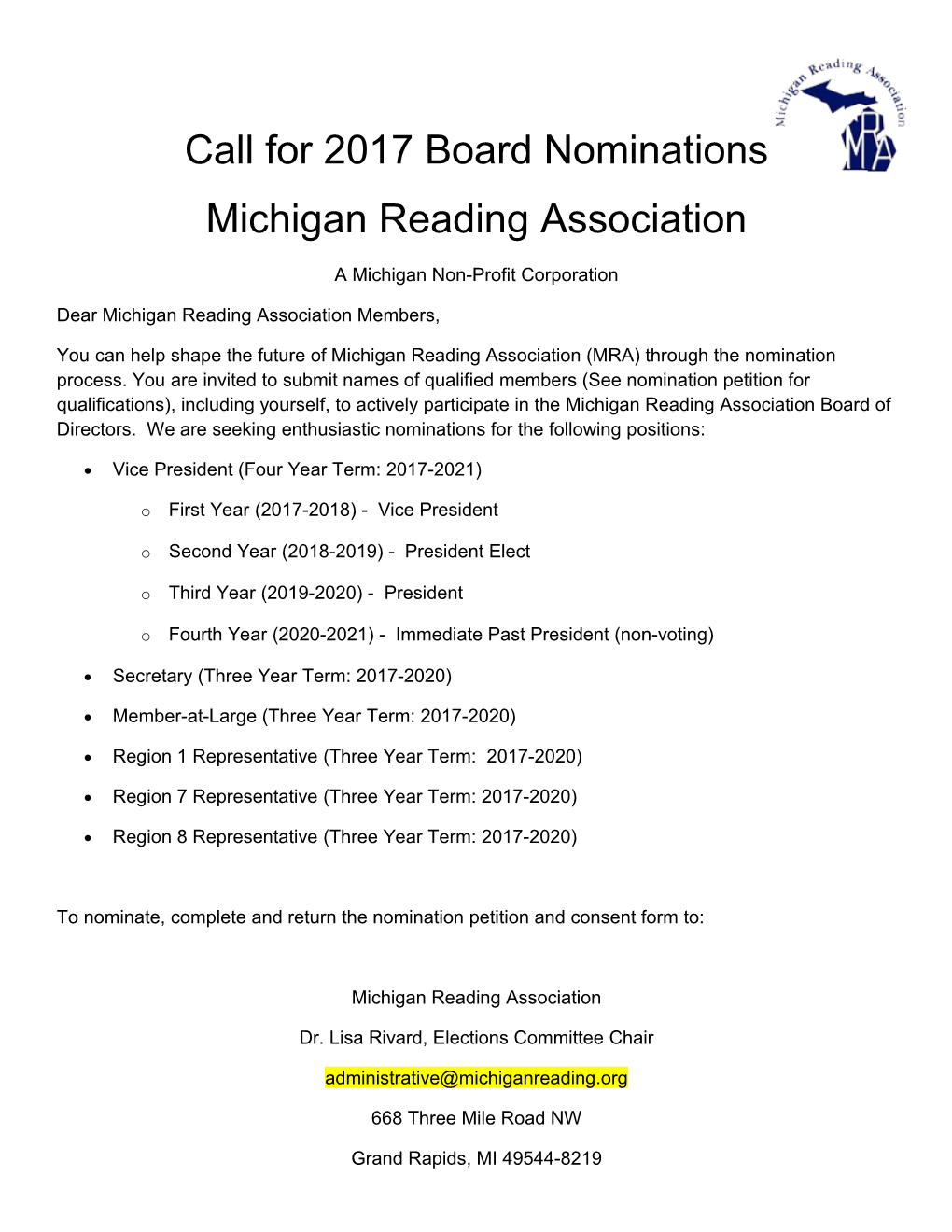 Call for 2017 Board Nominations