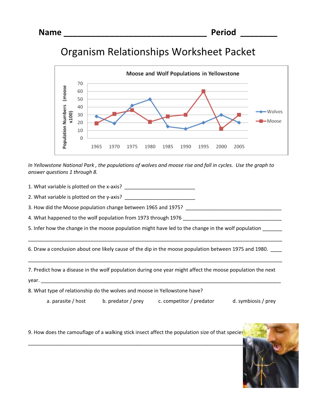 Organism Relationships Worksheet Packet