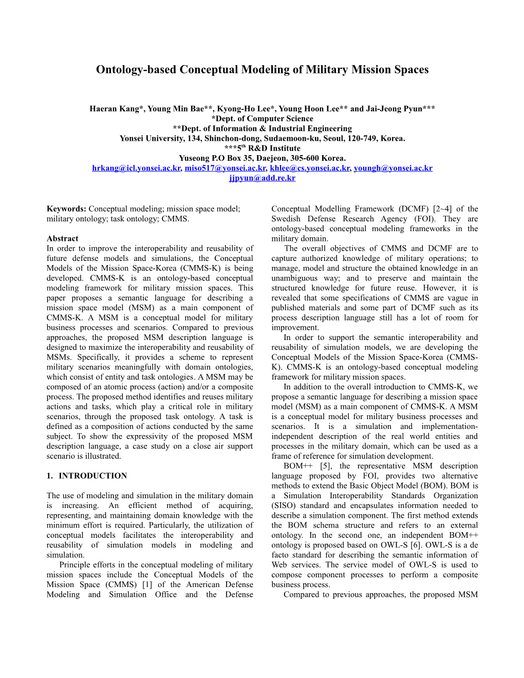 Ontology-Based Conceptual Modeling of Military Mission Spaces