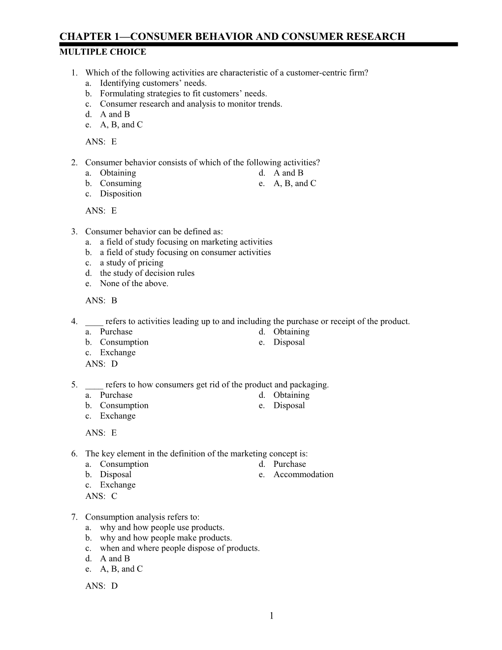 Chapter 1 Consumer Behavior and Consumer Research