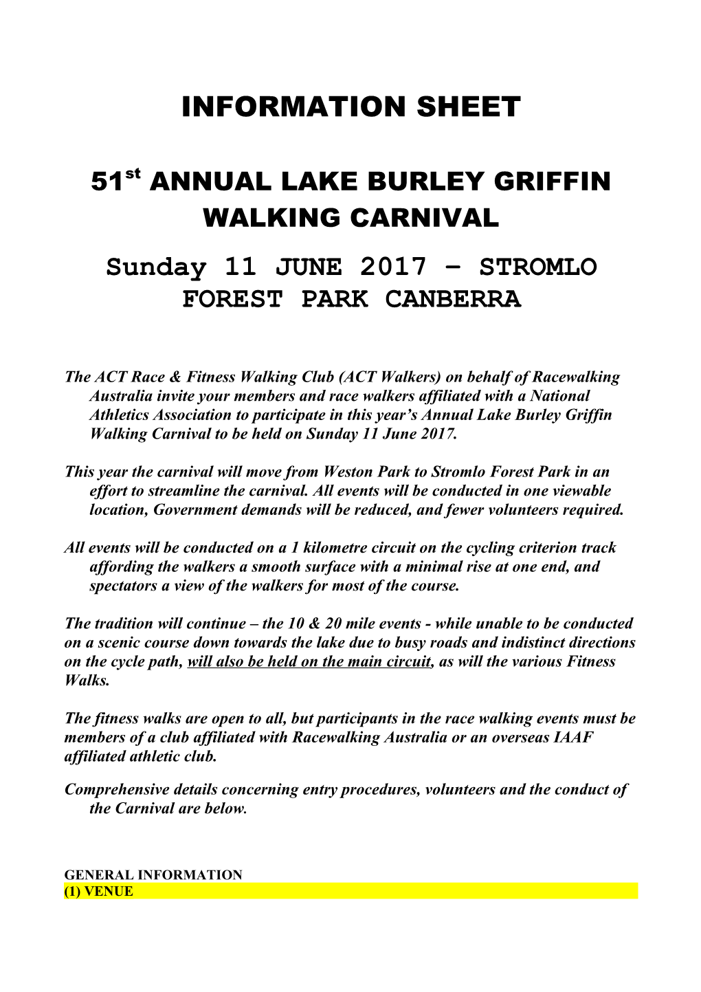 51St ANNUAL LAKE BURLEY GRIFFIN WALKING CARNIVAL