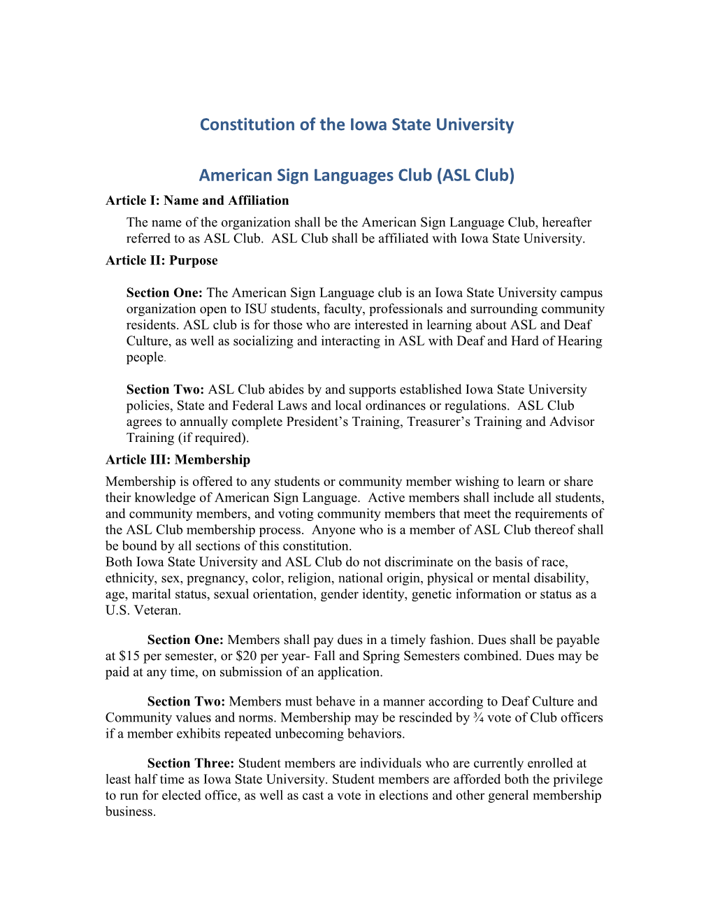 Constitution of the Iowa State University