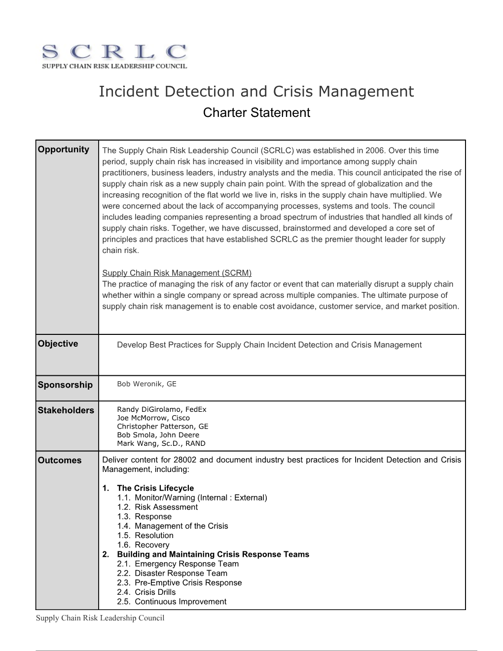 Incident Detection and Crisis Management
