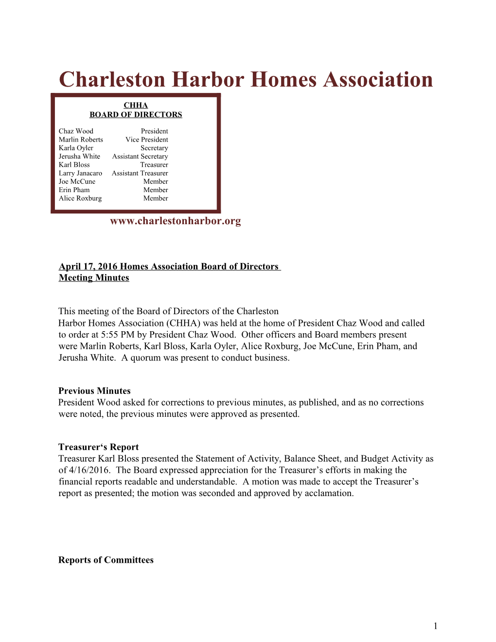 Charleston Harbor Homes Association