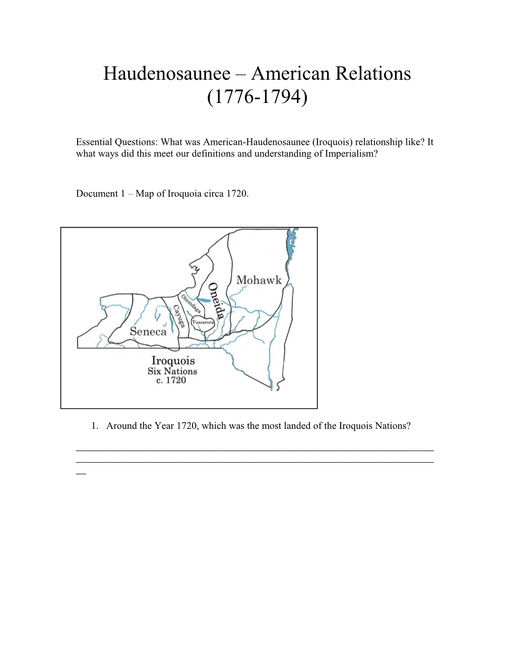 Haudenosaunee American Relations (1776-1794)