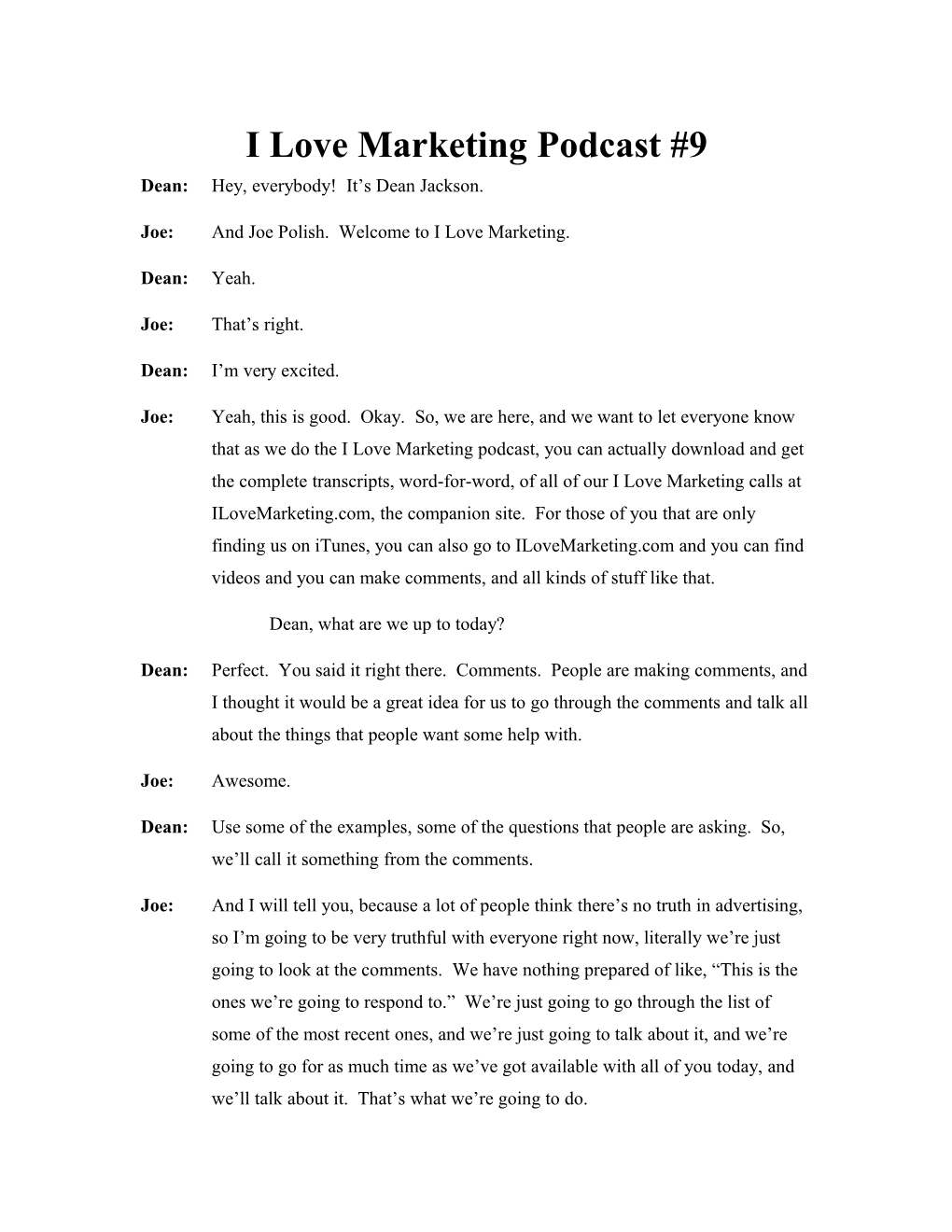 I Love Marketing Podcast #9
