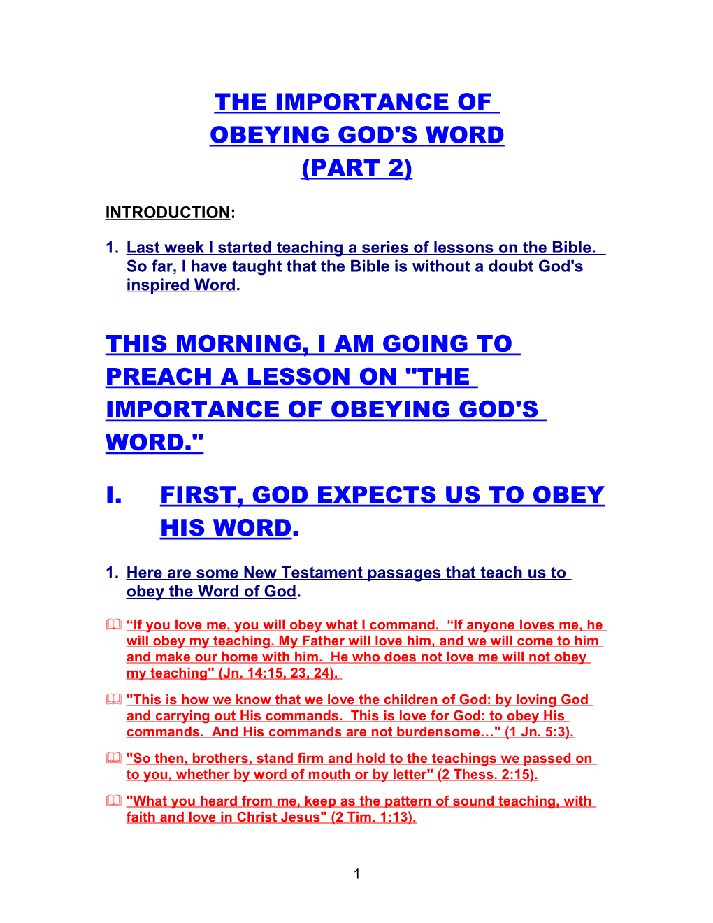 The Importance of Obeying God's Word (Part 2)