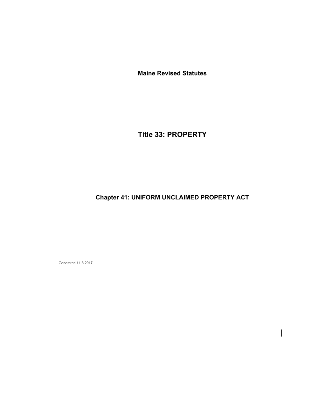 Chapter41: UNIFORM UNCLAIMED PROPERTY ACT