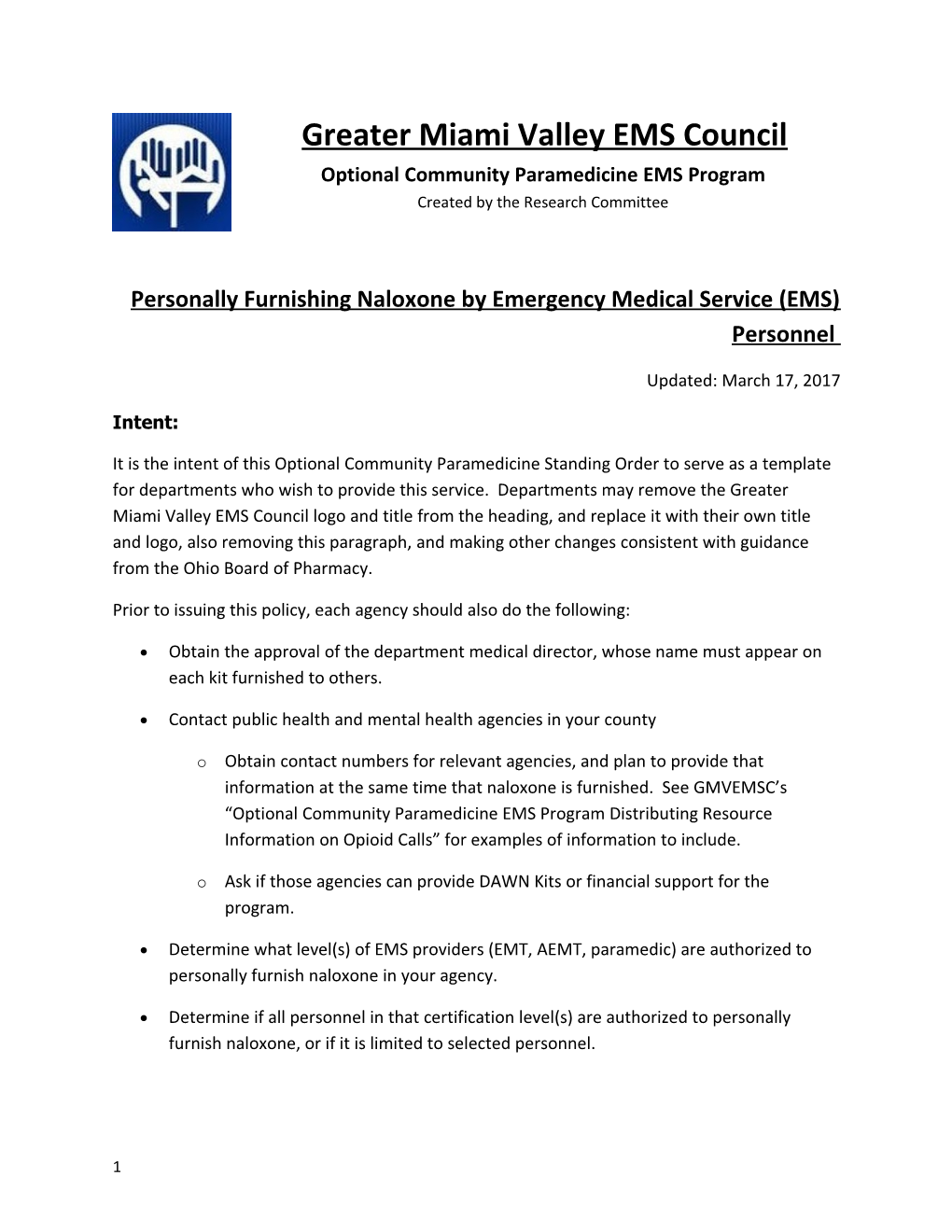 Optional Community Paramedicine EMS Program