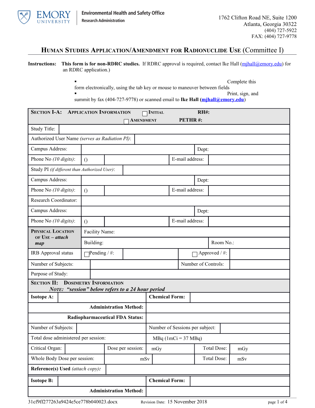 Human Studies App for RAD Use - Committee I