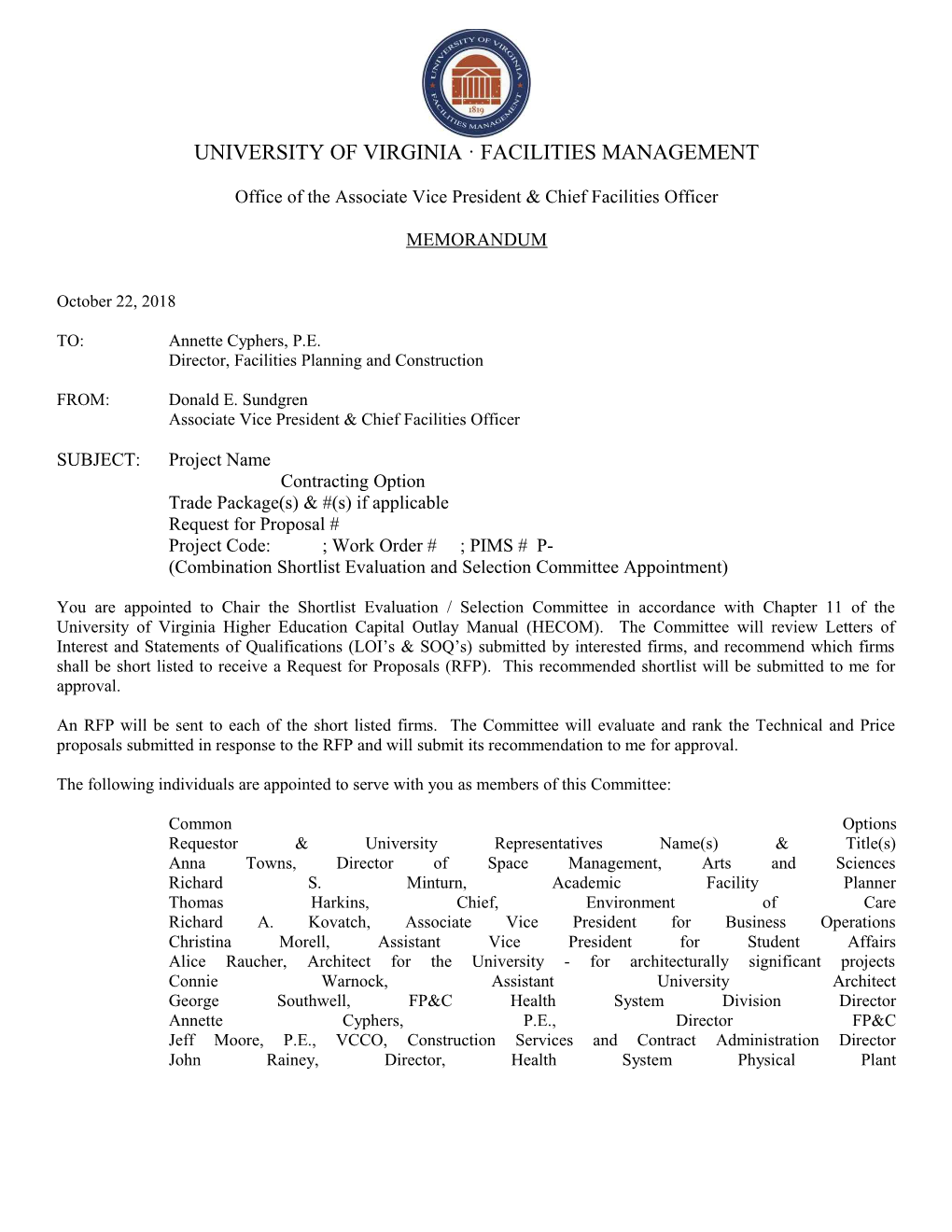 Evaluatoin Committee Appointment Letter