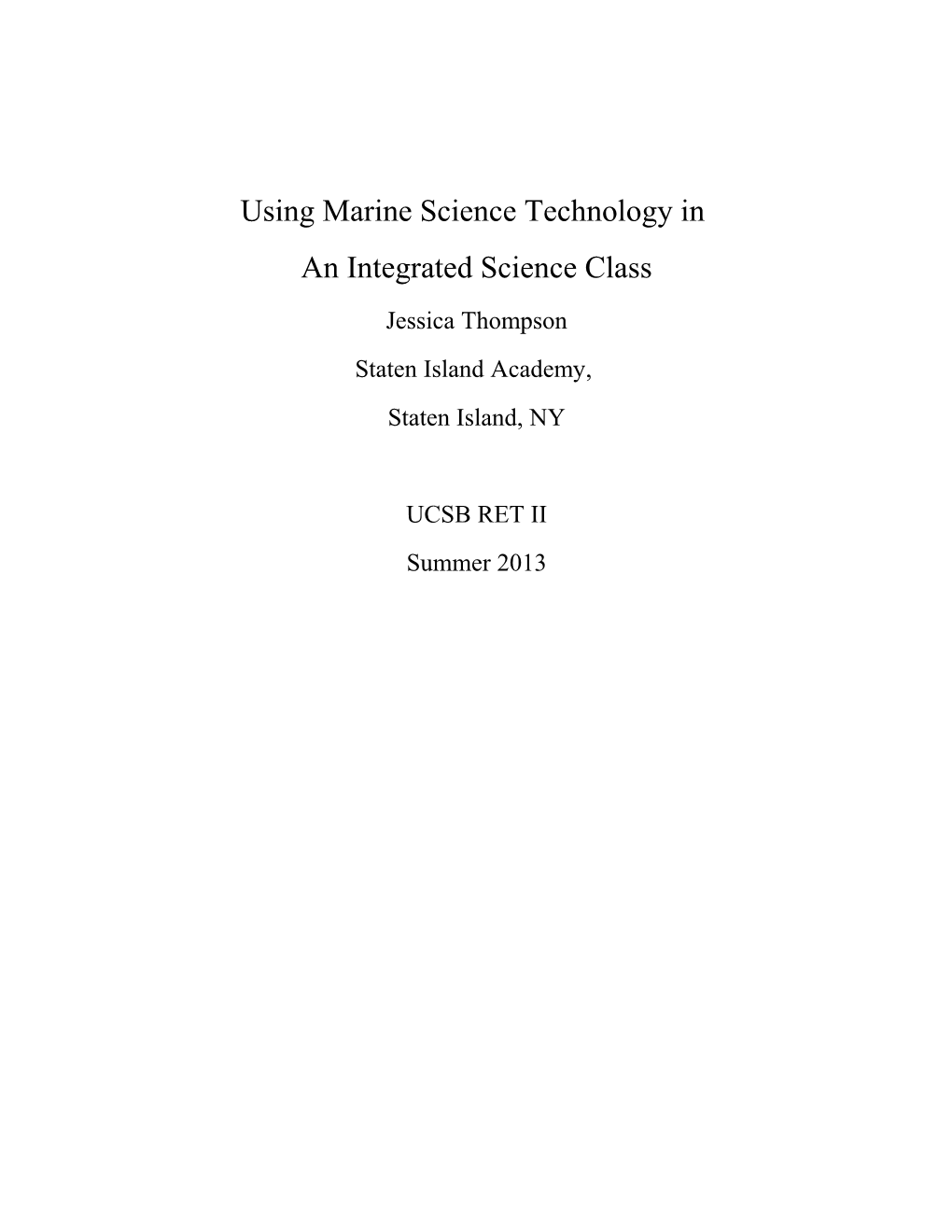 Using Marine Science Technology In