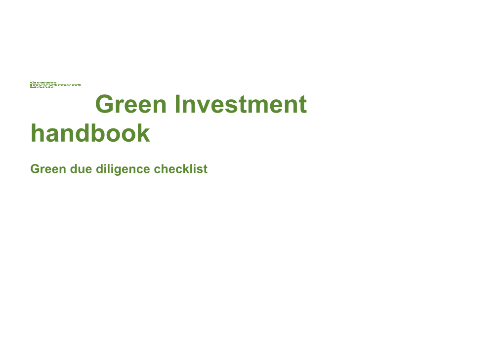 Green Due Diligence Checklist