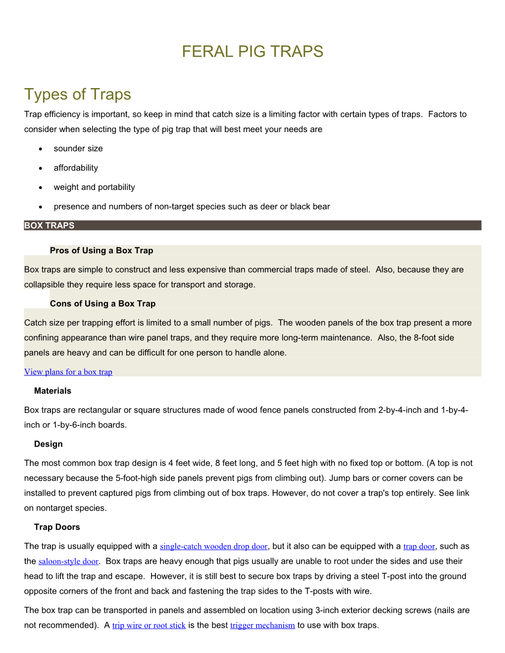 Feral Pig Traps