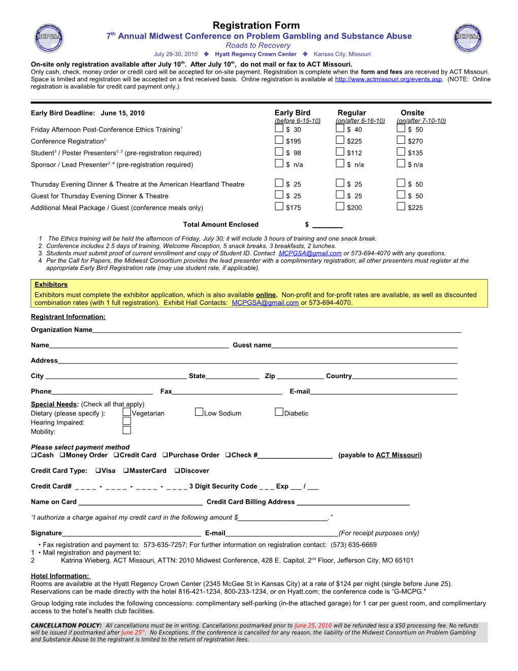 Conference Registration Form/Fees