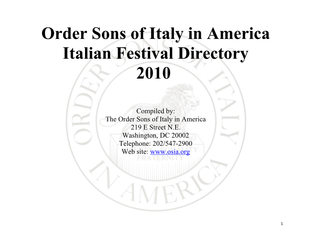 Order Sons of Italy in America