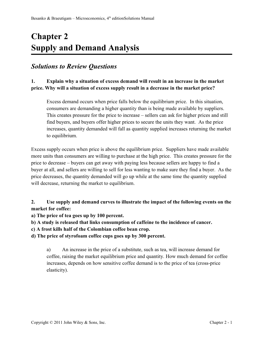 Supply and Demand Analysis